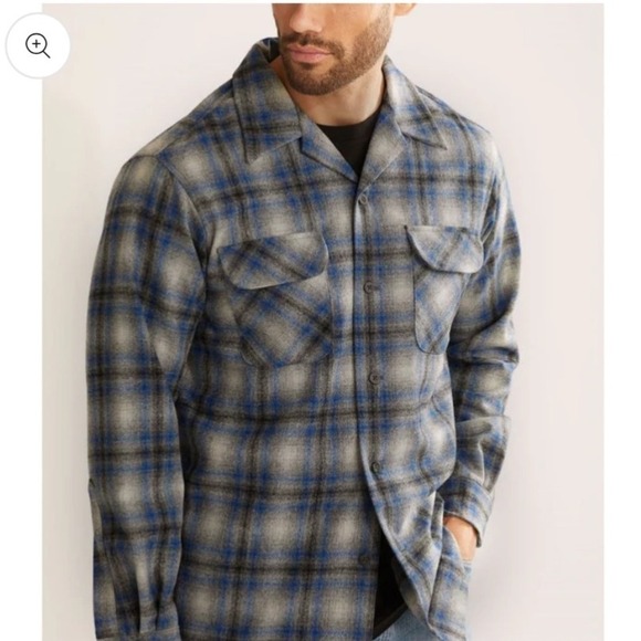 Pendleton The Original Board Shirt Gray Blue Ombre‎ Plaid Wool Mens Medium - Picture 1 of 12